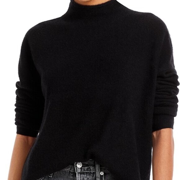 Aqua Black Cashmere Mock Neck Brushed Sweater Size Large NWT - Picture 2 of 4